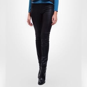 CATY LESCA Paris black stretch textured leather look dressy leggings pants SZ M